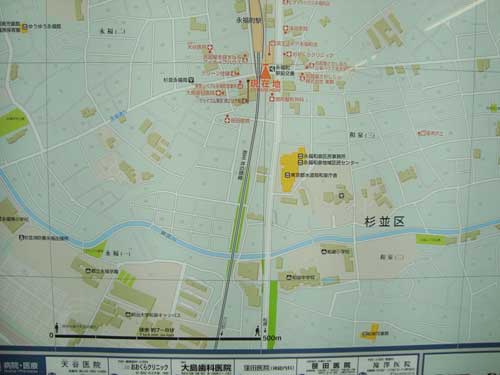 Walking map, Eifukucho station, Suginami